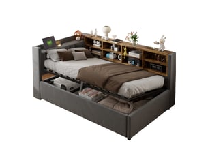 Lit banquette 90x200 cm <strong>MODERNLUXE</strong>  <strong></strong> coloris gris