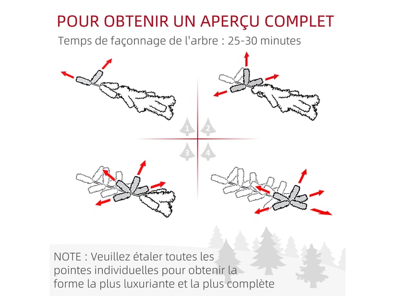  Sapin de noël artificiel arbre de noël 180 cm avec 1 000 branches, base en acier, ouverture automatique, vert  - Conforama R