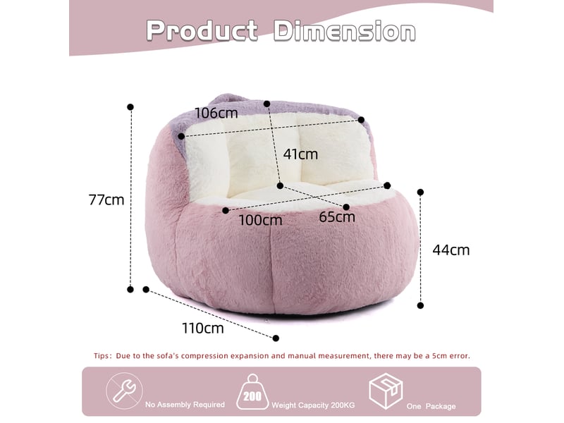  Fauteuil poire 106x110x77 cm multicolore rose blanc violet  - Conforama E