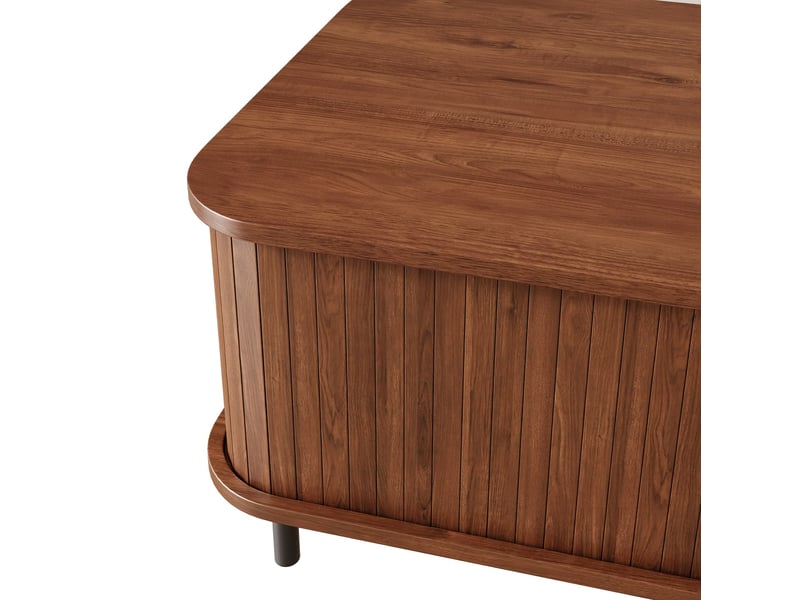  Table basse 100x50x45 cm en mdf et panneau de particules avec portes coulissantes noyer chicfurn  - Conforama E