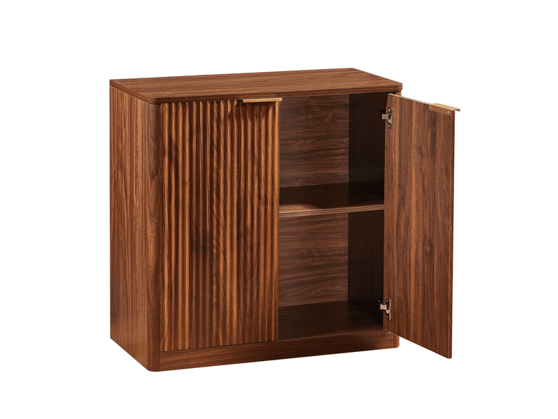  Buffet moderne 80x40x80 cm avec panneaux en relief étagères réglables plateau imperméable meuble tv salon marron chaleureux chic!  - Conforama A