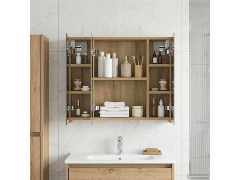  Amoire de salle de bain, meuble de salle de bain avec miroir chêne artisanal shl6221  - Conforama D