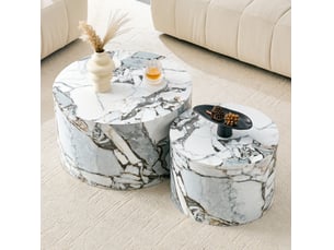 Table basse rond(e) coloris blanc <strong>WISHDOR</strong> <strong></strong> - 62.8 cmx44 cm