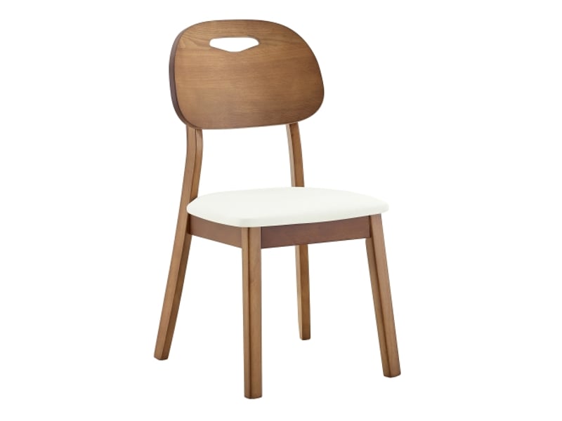 Lot de 2 chaises de salle à manger en bois modernes - dossier ovale, poignée intégrée, rembourrées - Conforama A