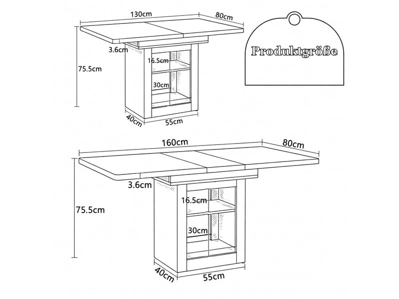  Table extensible imitation bois avec rangement 130 cm ou 160 cm piètement mdf noyer tiroirs pour petit appartement 4 à 8 personnes  - Conforama C