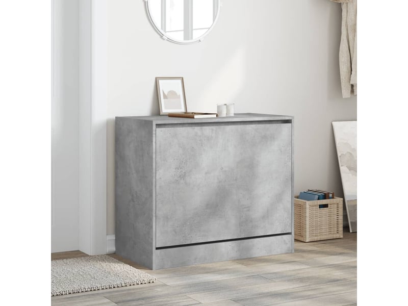  Meuble à chaussure, armoire à chaussures gris béton 80x42x69 cm bois d'ingénierie  - Conforama C