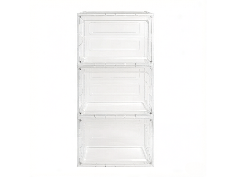  Boîtes de rangement chaussures lot de 3 empilables avec ouverture frontale - lpospi - abs et pp transparent  - Conforama A