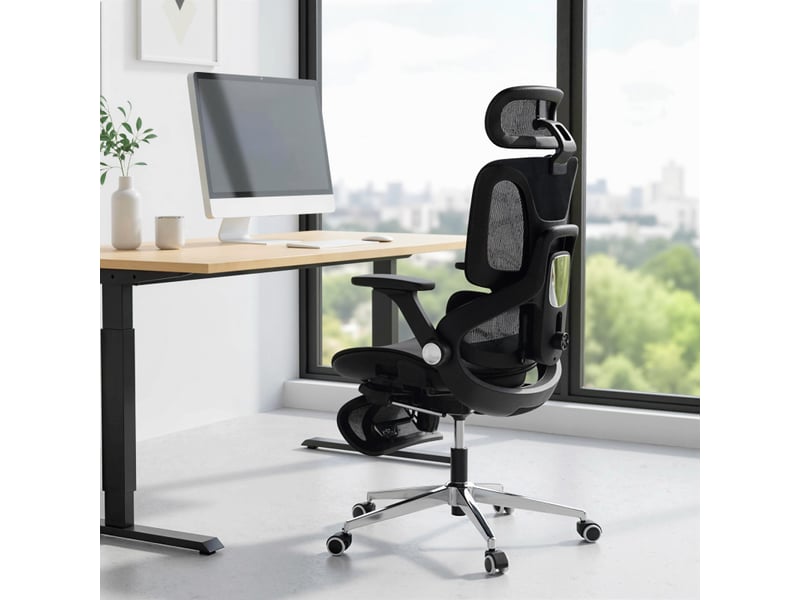  Réou chaise de bureau ergonomique inclinable réglable noir  - Conforama B