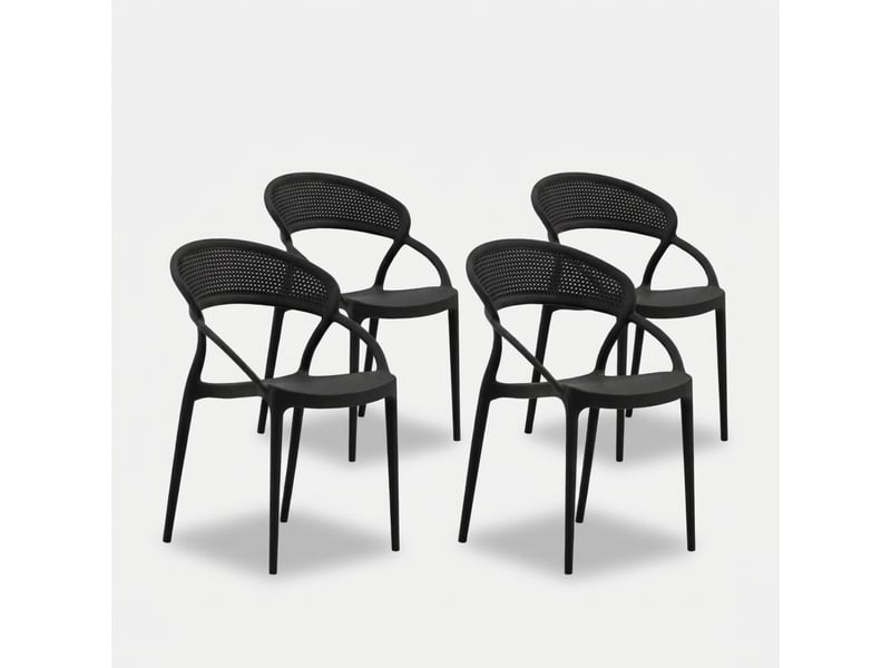  Lot de 4 chaises empilables pour intérieur et extérieur marsala - noir  - Conforama A