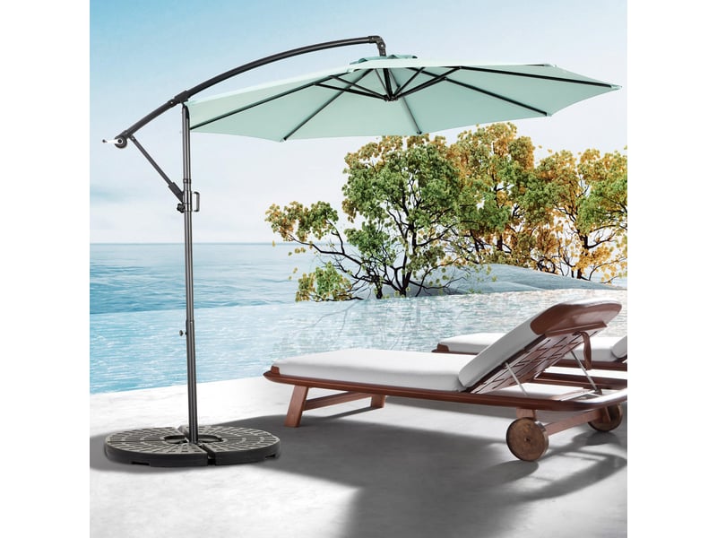 Parasol déporté 3 m avec inclinaison réglable, 8 baleines, polyester, vert clair - Conforama B