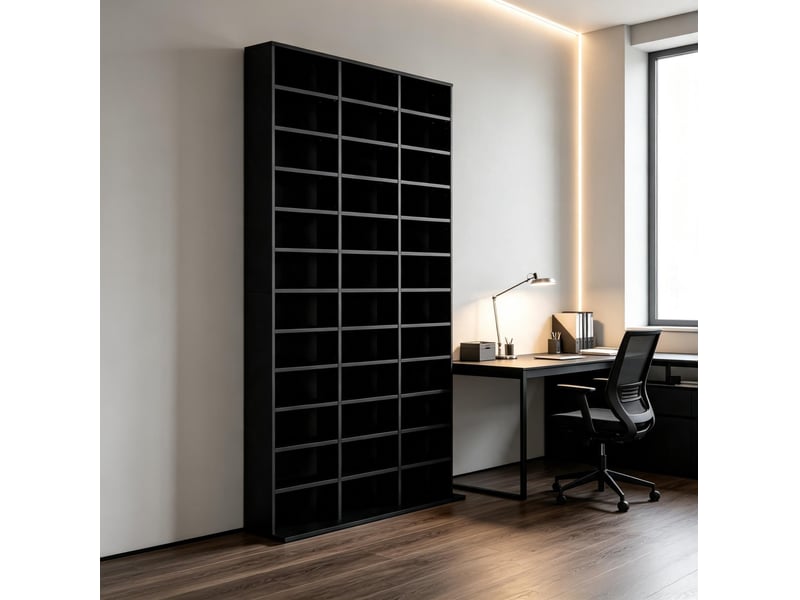  Rangement média 102x23,5x195 cm réglable mdf noir  - Conforama C