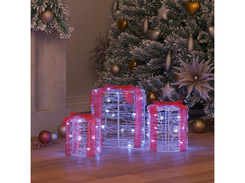 Décoration de boîte cadeau 3 pc blanc froid 20 x 20 x 21 cm cf61906 - Conforama C