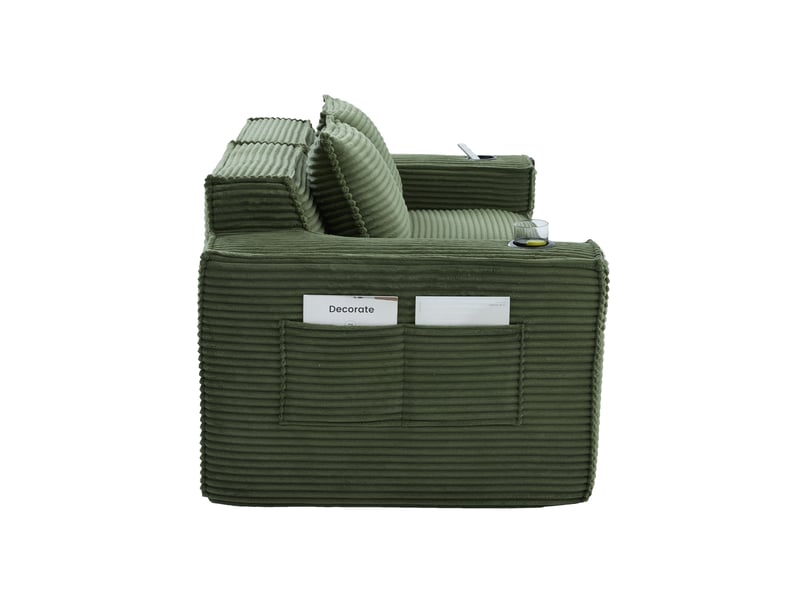  Canapé modulable, canapé 2 places, porte-gobelets, sans montage, format compressé, poches latérales, en velours  - Conforama B