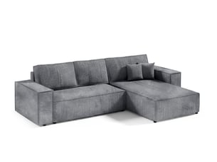 Canapé d'angle réversible convertible ULTRA  4 places Velours côtelé gris avec coffre de rangement