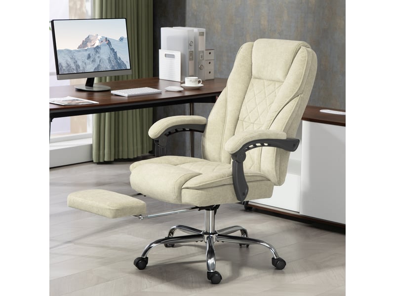  Fauteuil de bureau massant et chauffant, chaise de bureau, 67x72x119cm, beige  - Conforama C