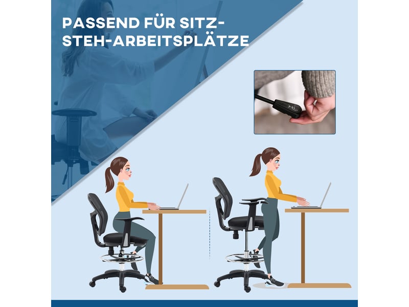  Chaise de bureau ergonomique,59x59 cm,avec repose-pieds,polyester,noir  - Conforama D