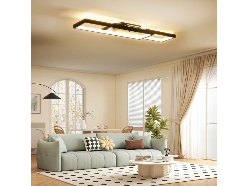  Plafonnier led rectangulaire, 43 w, 3000–6000 k, 4600 lm, télécommande, 70 x 30 cm, noir  - Conforama C