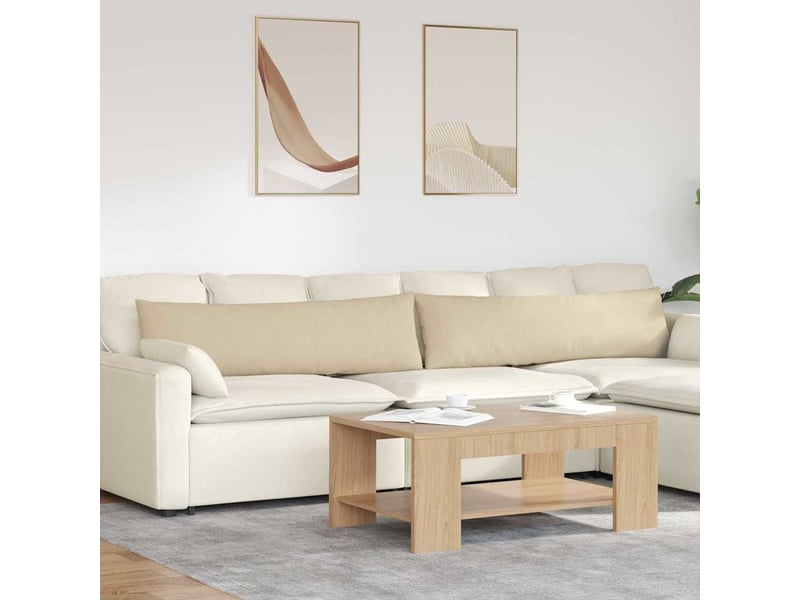 Lot de 2 coussins de canapé, coussins décoratifs tissu crème 145 x 40 cm cf58807 - Conforama B