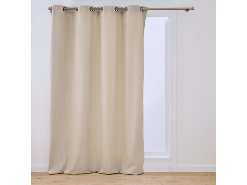  Rideau en velours relief livane 140x240cm beige lin  - Conforama A