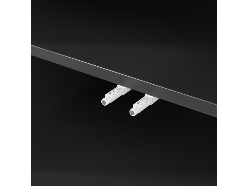  Îlot de cuisine extensible avec led, 3 tiroirs et 3 portes vitrées, noir, 120-200 x 40 x 75,5 cm  - Conforama E