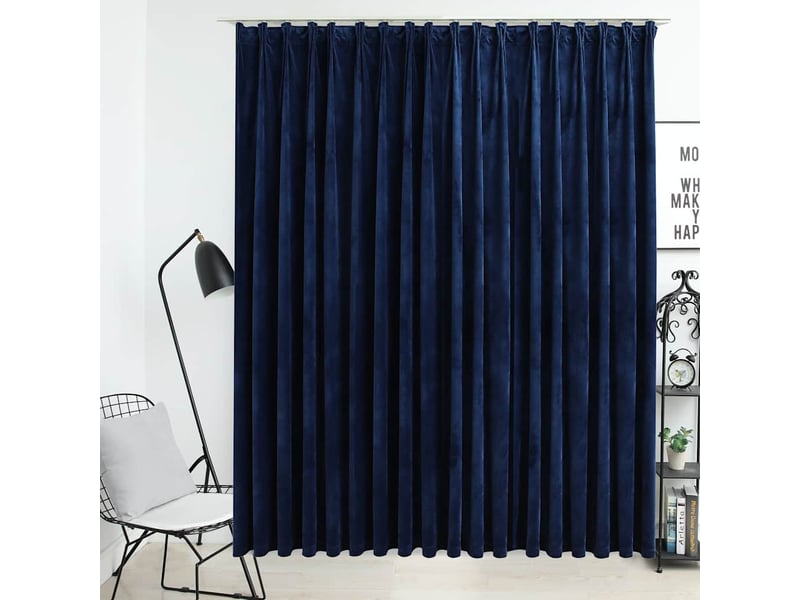  Rideau occultant, rideau black-out avec crochets velours bleu foncé 290x245 cm cf43963  - Conforama B