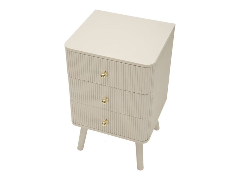  Table de chevet 3 tiroirs shy en bois blanc et détails or  - Conforama E