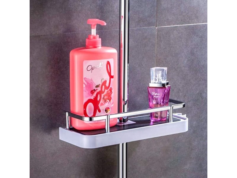  Étagère douche rail 22-25mm réglable sans perçage, organiseur sdb avec 2 crochets  - Conforama B