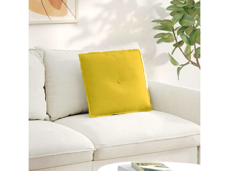 Coussin de dos, coussin de dossier jaune 50 x 45 cm tissu en velours côtelé cf54761 - Conforama B