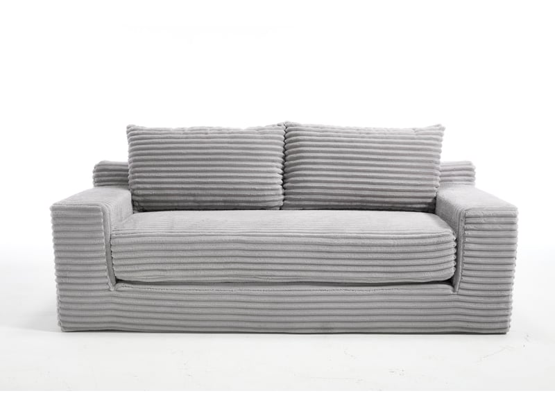  Canapé convertible 2 places 132x85x62 cm gris clair en tissu côtelé, couchage d'appoint pour petits espaces  - Conforama A