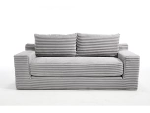 Canapé convertible 2 places 132x85x62 cm gris clair en tissu côtelé, couchage d'appoint pour petits espaces