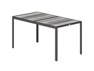 Table de jardin 4 à 6 personnes acier et pspc gris et noir 150 x 80 x 74 cm