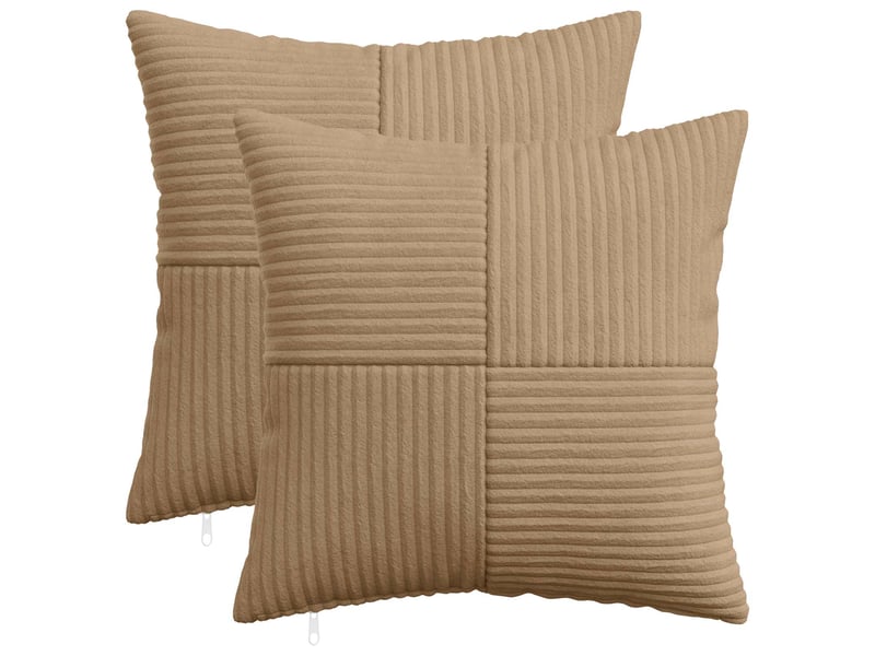  Lot de 2 housses de coussin almelo marron 50 x 50 cm velours côtelé cf49400  - Conforama B