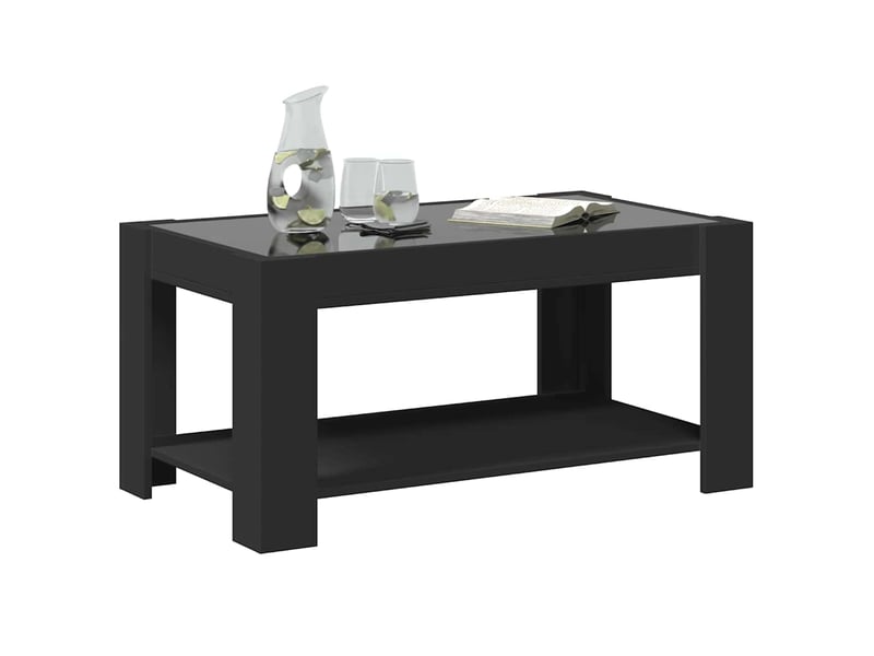  Table basse - table de salon - table à thé avec led noir 93x53x45 cm bois d'ingénierie  - Conforama E