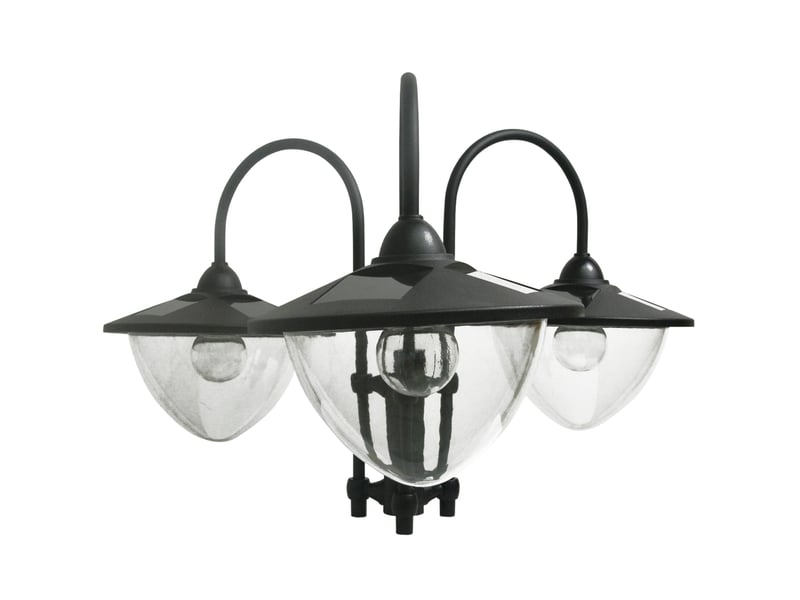  Lampadaire solaire d’extérieur à 3 lanternes noir avec base pot de fleurs - 60 x 55 x 189 cm  - Conforama C