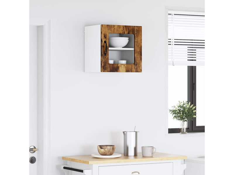  Meuble mural de cuisine, cabinet en verre mural 2 pcs chêne fumé bois d'ingénierie shl4947  - Conforama D
