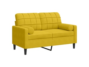 Canapé droit, sofa, canapé 2 places avec oreillers décoratifs jaune 120 cm velours cf19967