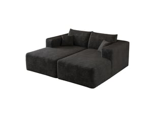Canapé d'angle modulaire en velours côtelé, sans montage, pour salon et chambre, tissu noir, 180×151 cm