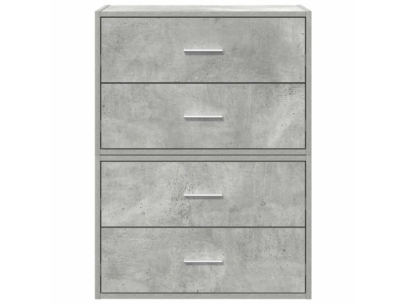  Lot de 2 armoire à tiroirs, commode avec 4 tiroirs gris béton bois d'ingénierie  - Conforama D