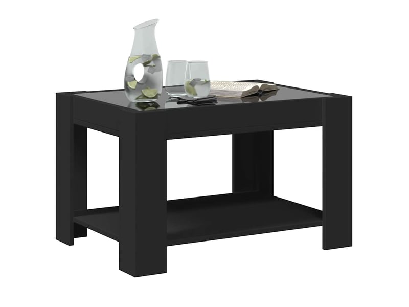 Table basse - table de salon - table à thé avec led noir 73x53x45 cm bois d'ingénierie - Conforama E