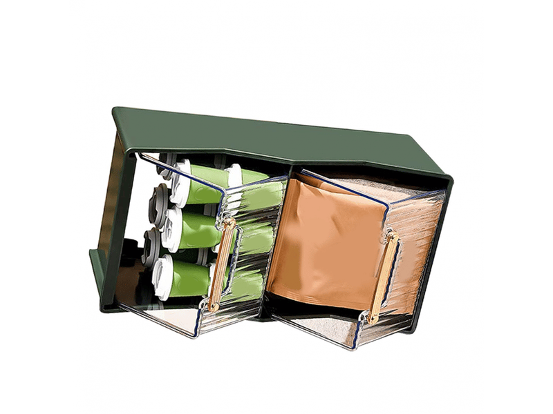 Organisateur de sachets de thé, amovible, coulissant, anti-poussière, 2 couches, transparent, gain de place, support pour sachets de thé, organiseur  - Conforama A