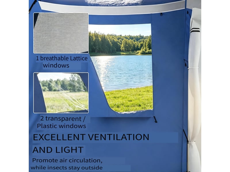  Tente tunnel de camping 4 personnes, étanche 3000 mm, double paroi, hauteur 190 cm, bleu  - Conforama D