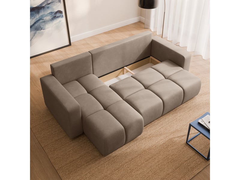 Canapé d'angle ramil, tissu peluche beige - Conforama C