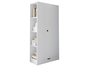 Armoire blanche 70x40x170 cm – 1 porte, étagères et tiroirs – rangement moderne