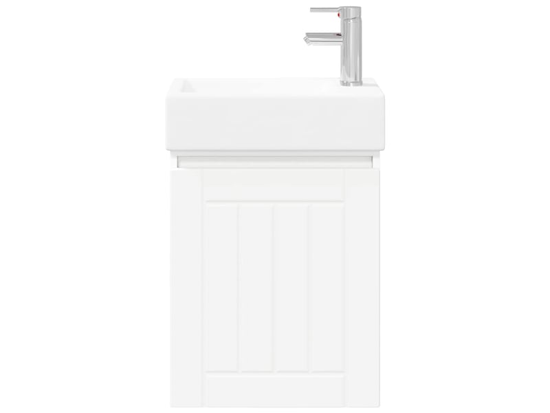 Meuble de rangement salle de bain avec robinet blanc 45.5x25.5x84 cm - Conforama E