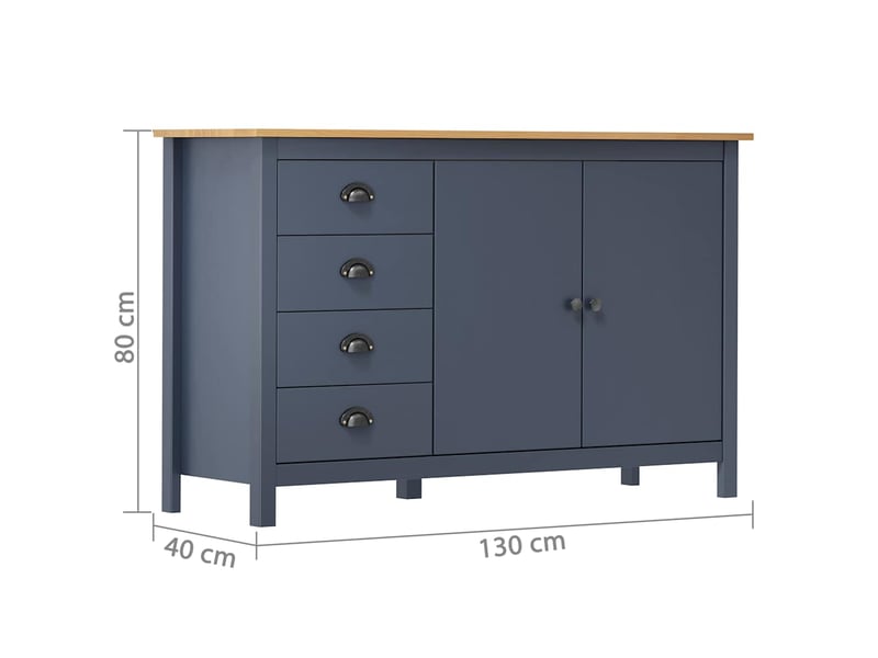  Buffet - bahut - meuble de rangement hill gris 130x40x80 cm bois de pin solide  - Conforama D