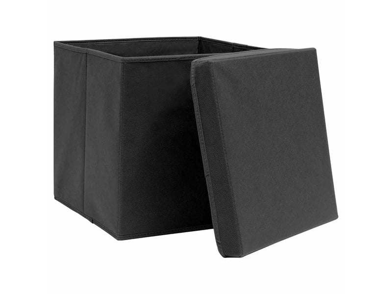  Boîtes de rangement avec couvercles 4 pcs 28x28x28 cm noir  - Conforama D