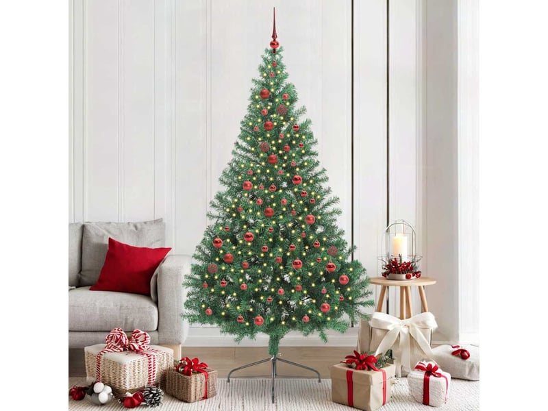  Sapin de noël artificiel, arbre de noël pré-éclairé vert 210 cm pvc shl3002  - Conforama B