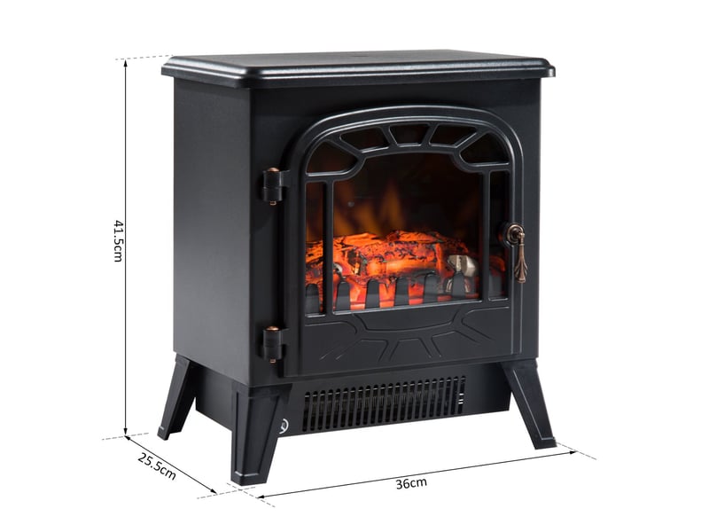  Cheminée électrique avec effet flamme, thermostat réglable, 9251850 w, 36 x 25,5 x 41,5 cm  - Conforama E