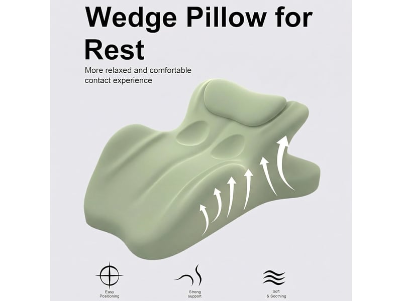  Coussin wedge en mousse à mémoire de forme, inclinaison 27°, support ergonomique pour dos, cou et jambes, vert, 59x46x24 cm  - Conforama D