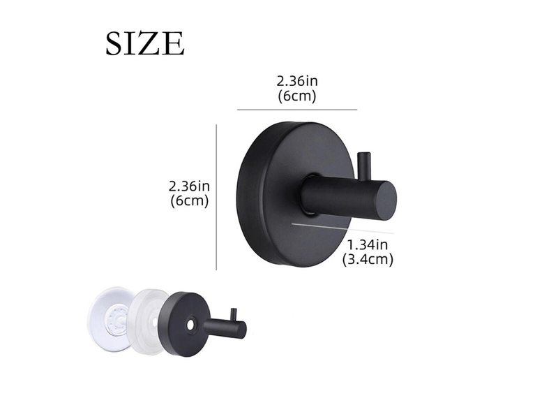  Lot de 4 crochets à ventouse, adaptés aux parois de douche, en acier inoxydable, sans perçage, étanches et antirouille, noirs  - Conforama B